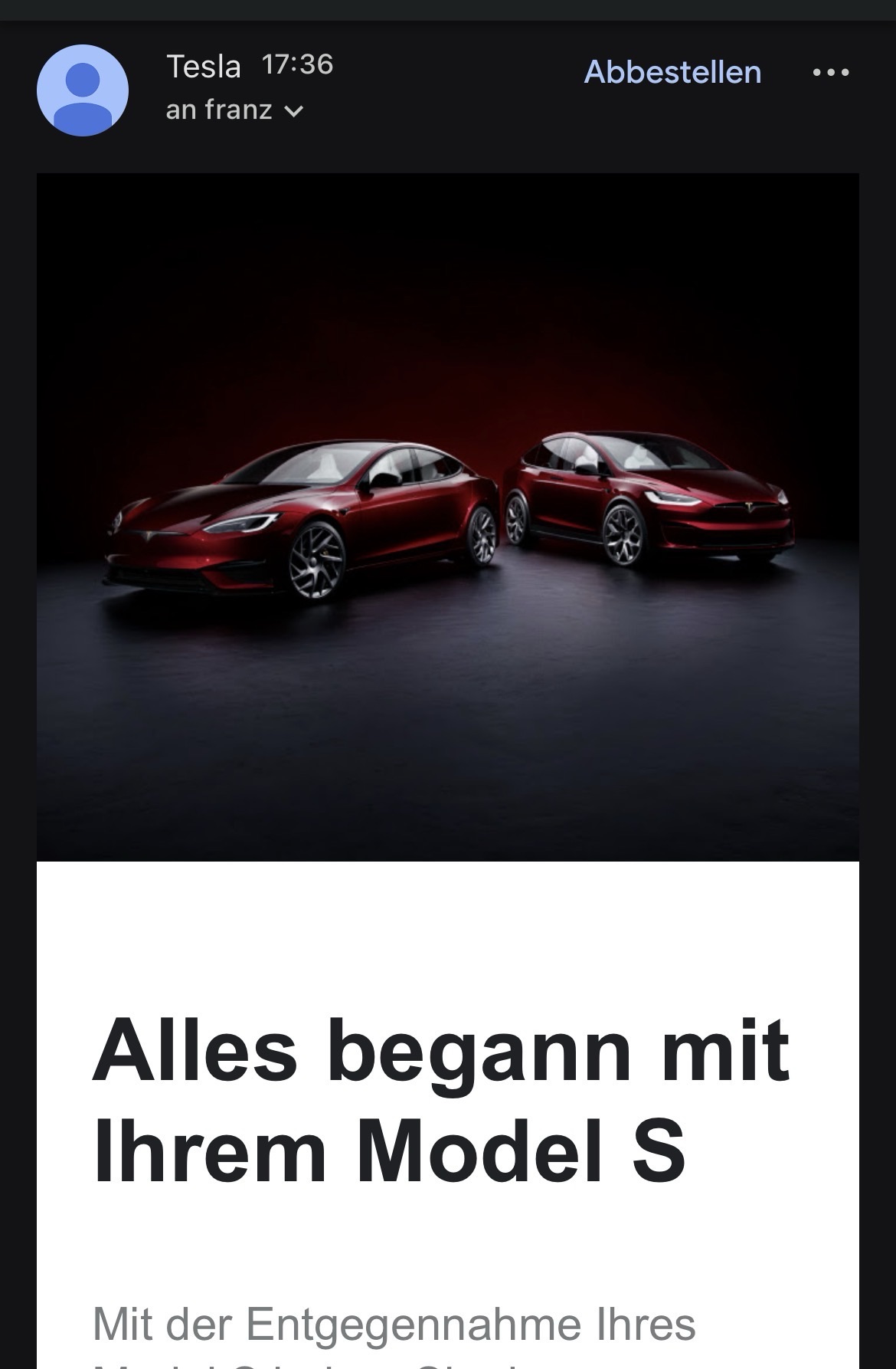“Alles begann mit Ihrem Model S.” – Warum mich eine einfache E-Mail sehr berührt hat.